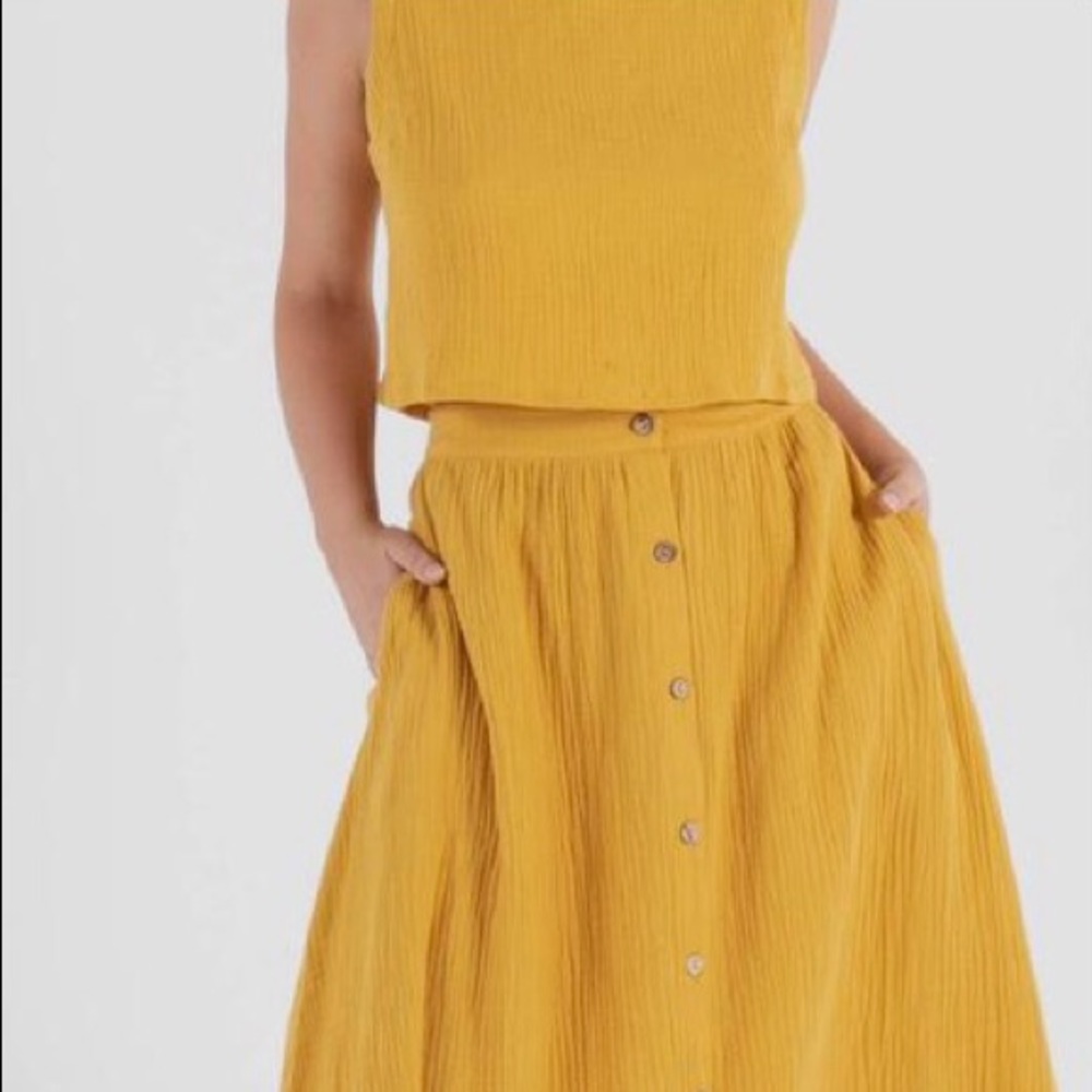 Sass Mustard Yellow MIDI Skirt and Crop Top Set